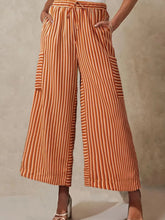 Contrast Striped Wide leg Pants Ochre OutfitFlow