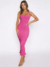 Slit Back Sleeveless Maxi Tank Dress Hot Pink OutfitFlow