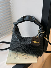 PU Leather Woven Crossbody Bag Black One Size OutfitFlow