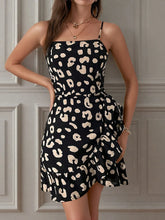 Leopard Print Square Neck Cami Dress Black OutfitFlow