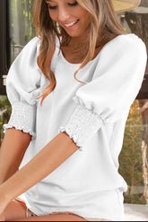 BiBi Air Flow Balloon Shorts Sleeves Top OFF WHITE OutfitFlow