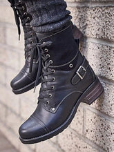 Lace-Up Block Heel Boots Black OutfitFlow