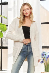 ADORA Comfy Fuzzy Sweater Cardigan IVORY OutfitFlow