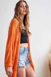 ADORA Lightweight Sweater Knit Cardigan ORANGE OutfitFlow