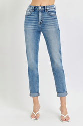 Risen Full Size High Rise Cropped Roll Up Jeans Medium OutfitFlow