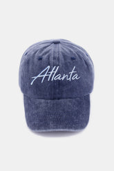 Zenana Washed ATLANTA Embroidered Baseball Cap Atlanta Navy One Size OutfitFlow