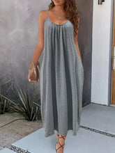 Full Size Scoop Neck Cami Dress with Pockets Plus Size Gray OutfitFlow