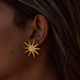 18K Gold-Plated Starburst Stud Earrings Gold One Size OutfitFlow