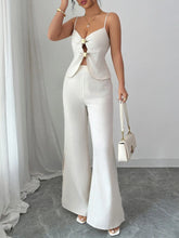 Cutout Back Zipper Cami and Wide Leg Pants Set Apricot OutfitFlow