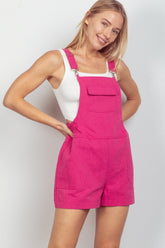 VERY J Adjustable Suspender Overalls with Pockets Fuchsia OutfitFlow