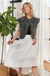 ADORA Sleeveless Button Down Denim Jacket DENIM OutfitFlow