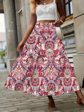 Smocked Printed High Waist Skirt Scarlet OutfitFlow