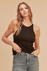 Aemi + Co Lightweight Ribbed Tank Black OutfitFlow