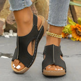 Open Toe Platform Wedge Sandals Black OutfitFlow