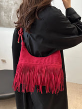 Fringe Solid Color Shoulder Bag Red One Size OutfitFlow