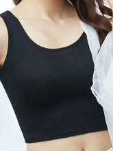 Scoop Neck Cropped Tank Top Black One Size OutfitFlow