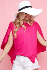 BiBi Fold Over Back Detailed Top FUCHSIA OutfitFlow