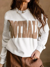 FOOTBALL 3D Letter Graphic Crew Neck Sweatshirt White OutfitFlow