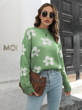 Floral Dropped Shoulder Sweater Gum Leaf OutfitFlow