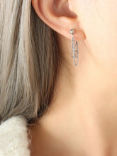 Titanium Steel Double Chain Earrings Silver One Size OutfitFlow