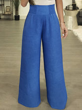 Plus Size High Waist Wide Leg Pants Royal Blue OutfitFlow