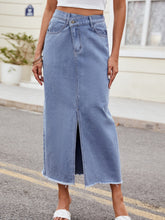 Slit Asymmetrical Waist Denim Skirt Light OutfitFlow