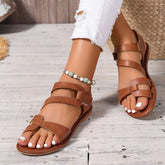 Open Toe Flats Sandals Brown OutfitFlow
