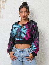 Tie-Dye Lace-Up Hoodie Multicolor OutfitFlow
