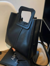 Square Handle PU Leather Crossbody Bag Black One Size OutfitFlow