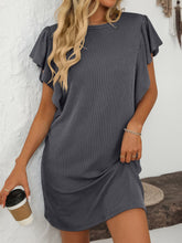 Mandy Ruffled Round Neck Short Sleeve Dress Dark Gray OutfitFlow