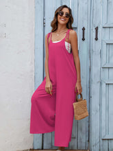 Scoop Neck Spaghetti Strap Jumpsuit Deep Rose OutfitFlow