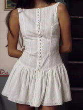 Lace Detail Sleeveless Mini Dress White OutfitFlow