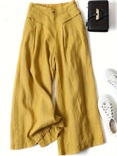 Full Size Half Elastic Waist Wide Leg Pants Chartreuse OutfitFlow