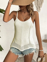 Openwork Scoop Neck Knit Cami White OutfitFlow