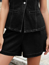 High-Waisted Denim Shorts Black OutfitFlow