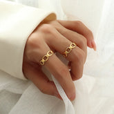 Titanium Steel Gold-Plated Adjustable Ring Gold 6 OutfitFlow