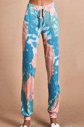 BiBi Tie Dye French Terry Jogger Pants PINK MINT OutfitFlow