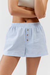 Striped Elastic Waist Shorts Light Blue OutfitFlow