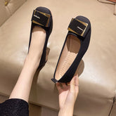 Round Toe Block Heels Slip-Ons Black OutfitFlow