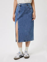 Slit Midi Denim Skirt with Pockets Medium OutfitFlow