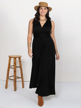 Plus Size V-Neck Wide Leg Jumpsuit Black OutfitFlow