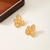 18K Gold-Plated Alloy Flower Stud Earrings Gold onesize OutfitFlow