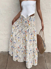 Floral Tiered Maxi Skirt White OutfitFlow