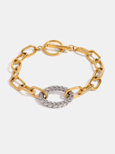 Two-Tone Stainless Steel Chain Bracelet Gold One Size OutfitFlow