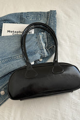 PU Leather Shoulder Bag Black One Size OutfitFlow