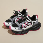 Lace-Up Platform Athletic Shoes Hot Pink OutfitFlow
