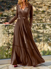 Velvet Long Sleeve Maxi Dress Brown OutfitFlow
