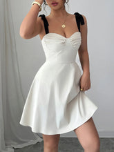 Sweetheart Neck Tie Shoulder Dress Apricot OutfitFlow