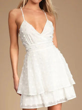 Swiss Dot V-Neck Cami Dress White OutfitFlow
