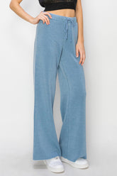 HYFVE Drawstring Wide Leg Pants GRAY BLUE OutfitFlow
